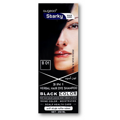 STARKY HERBAL HAIR DYE SHAMPOO 3 IN1 BLACK COLOR B01 250 ML